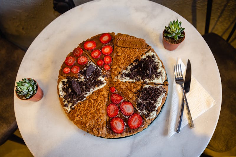 Nutella Pizza dessert with fresh berries