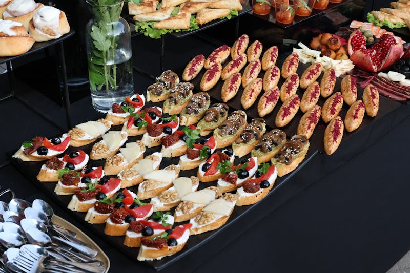 Event catering setup and service at a corporate event